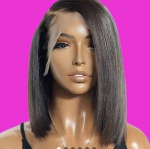 Brazilian Straight 14-inch bob 100% Human Hair 13×4 Lace Frontal, pre plucked